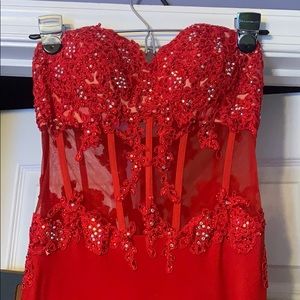 Dazzle Sequin Ribbed Prom Dress